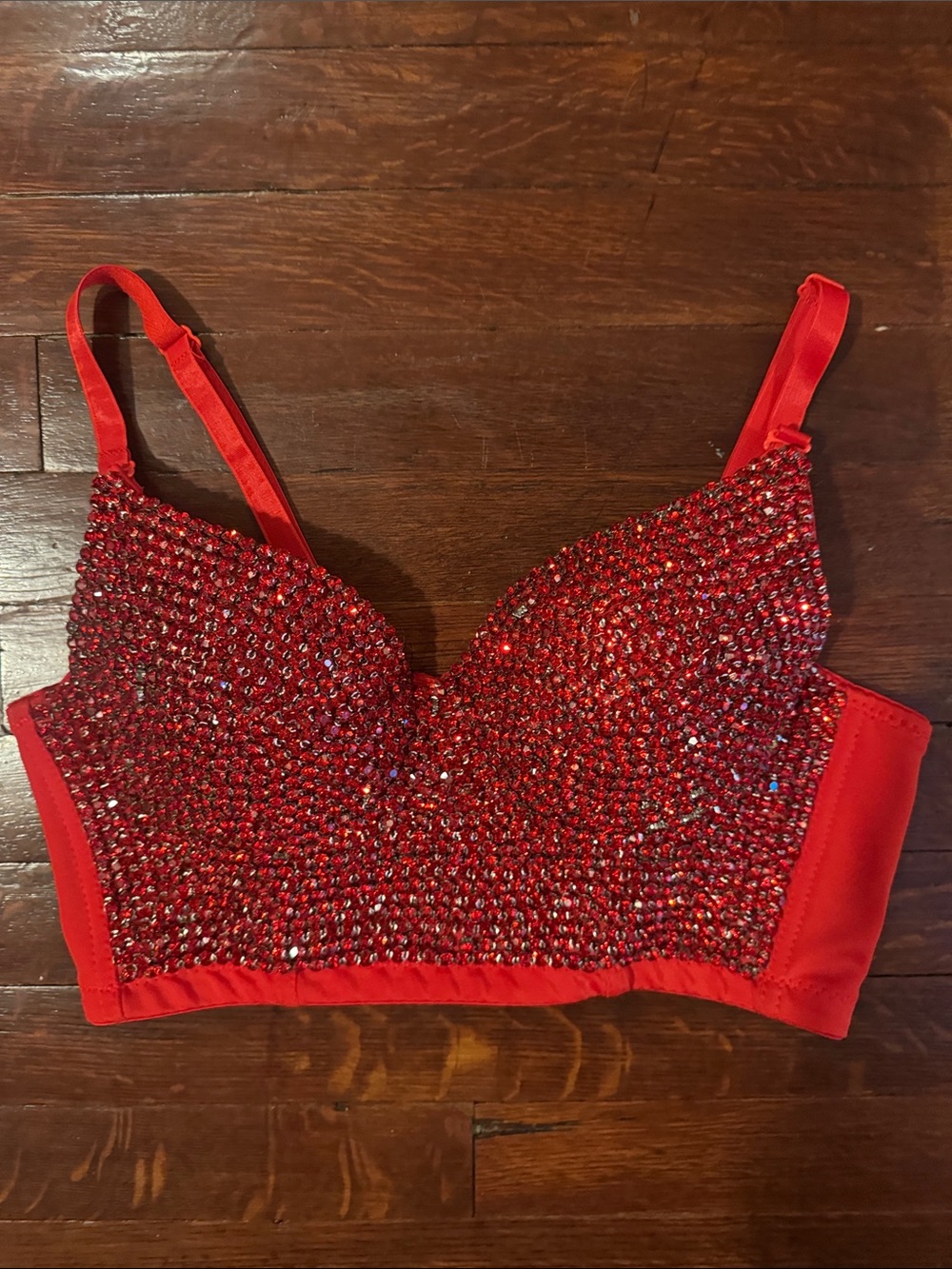 Red rhinestone Embellished Bralette